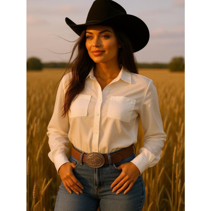 Camisa Country Moda Feminina Manga Longa Rodeio Festa Barretos Peão Boho