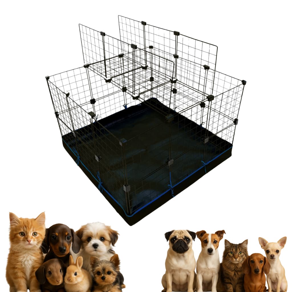 Cercado Pet Modular 30x30 com Fundo 2 Fileiras Duas Tampas para Cachorro