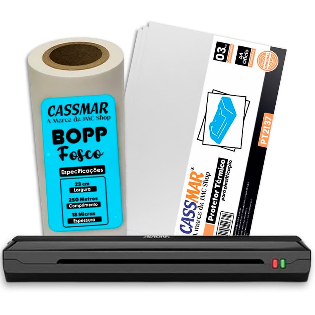 Kit Plastificadora A4 Aurora 110V + Bopp Fosco + Protetor Térmico