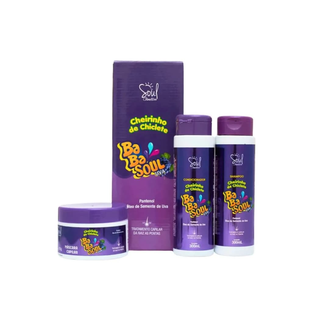 Kit Capilar Cheirinho de Chiclete Babasoul Uva - Soul Cosméticos