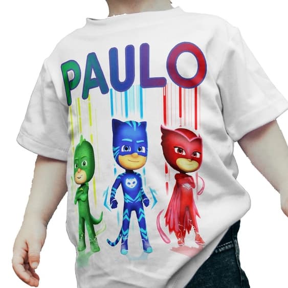 Camiseta Camisa Festa Infantil Pj Mask Heróis Com Nome #5