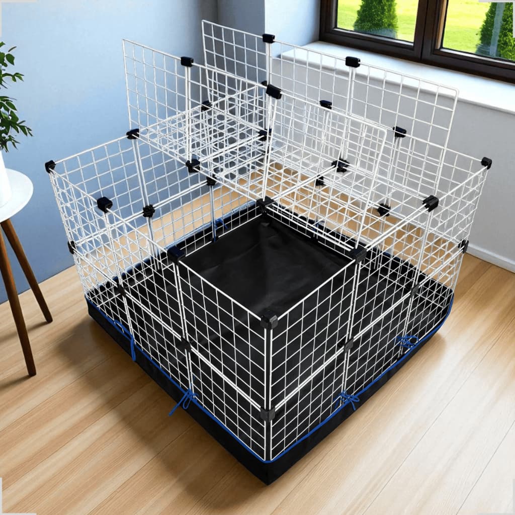 Cercado 30x30 com Estrutura Firme, Forro Lavável e 2 Tampas de Proteção Branco/Preto