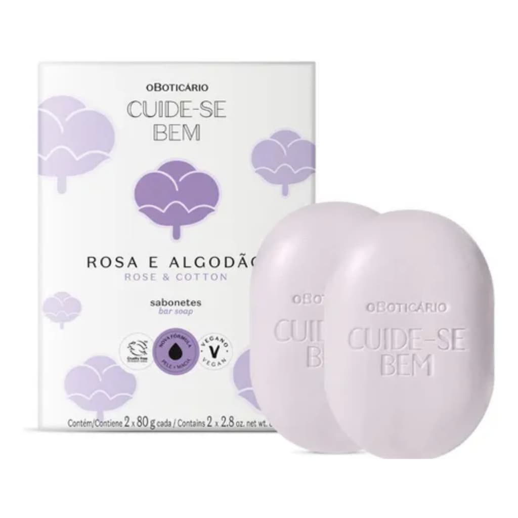O Boticário Sabonetes Cuide-se Bem Rosa E Algodão 2x80g