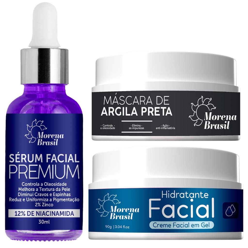 🖤 Tratamento Facial | Argila Preta + Niacinamida + Creme Gel | Controle de Oleosidade e Acne 💜