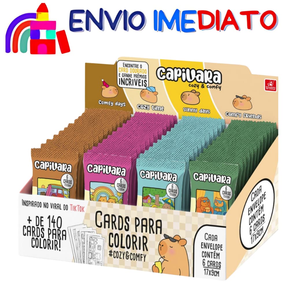 Kit 4 Cards Para Colorir - Cozy & Comfy - criança