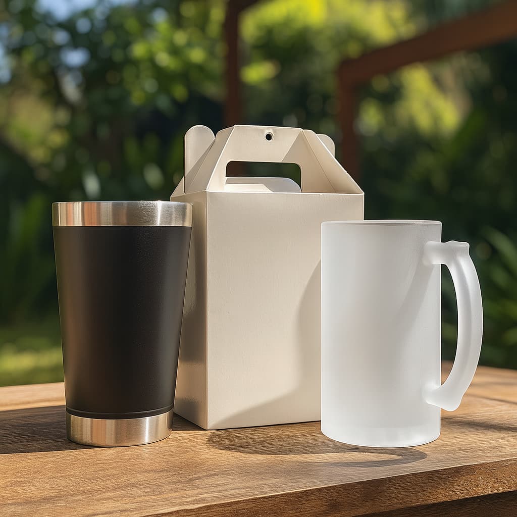 10 Caixinhas para Caneca de Chopp para Sublimação Copo Térmico Dia dos Pais