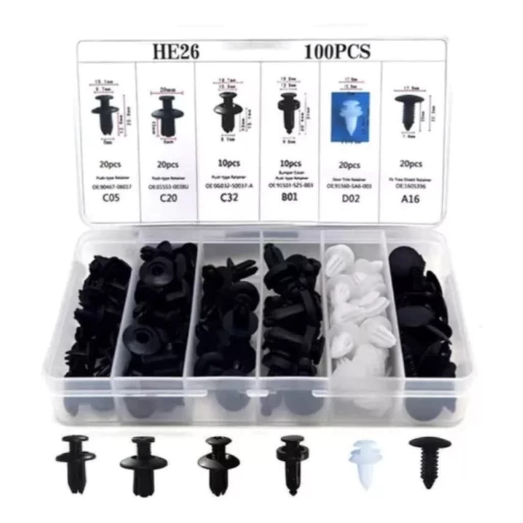 Kit De 100 Rebites Automotivos Para Para- Choques De Carro Grampos Fixadores
