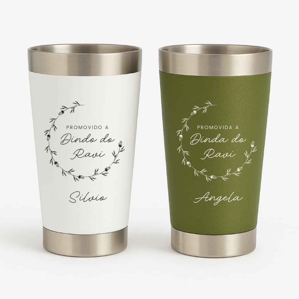 Kit 2 copos Térmicos Personalizados Dindas e Dindos bebe Nome personalizado