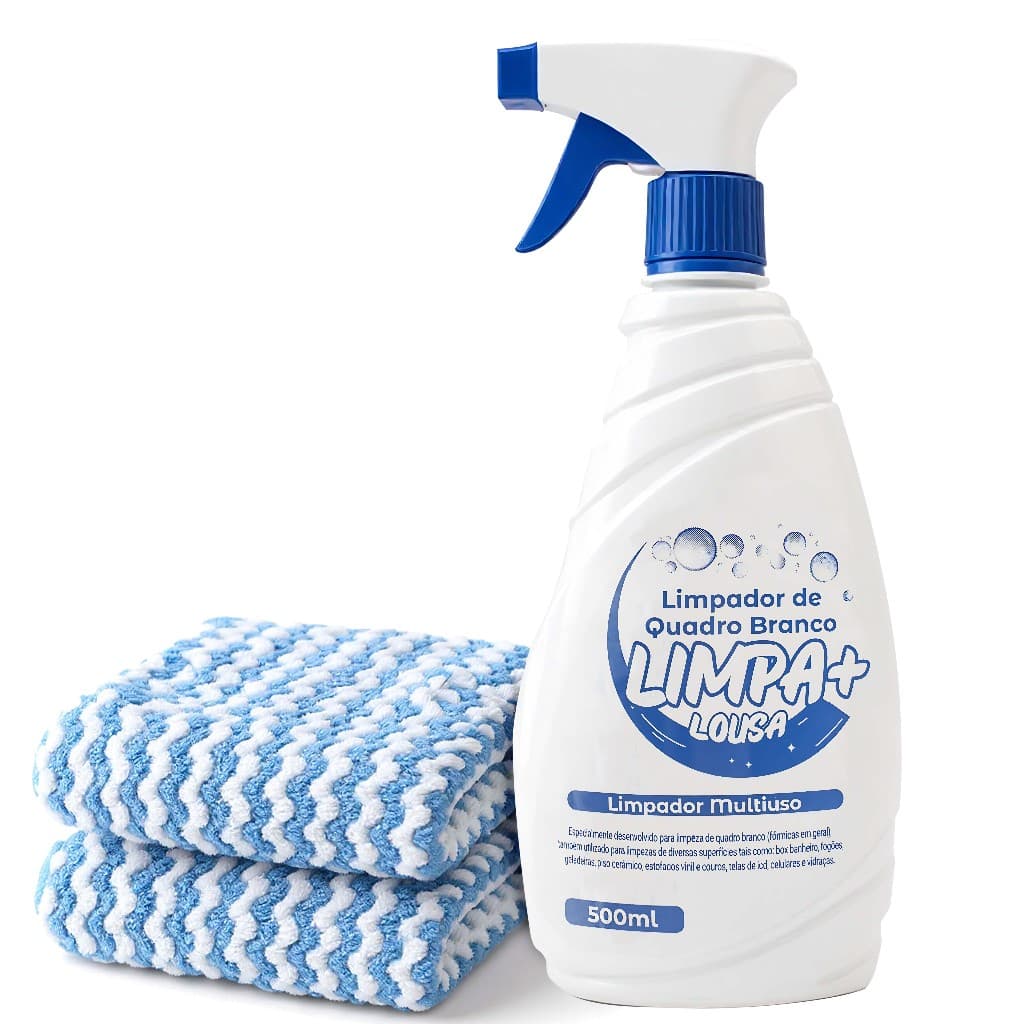 Limpador de Quadro Branco - Limpa+ 500ml + 2 Flanelas