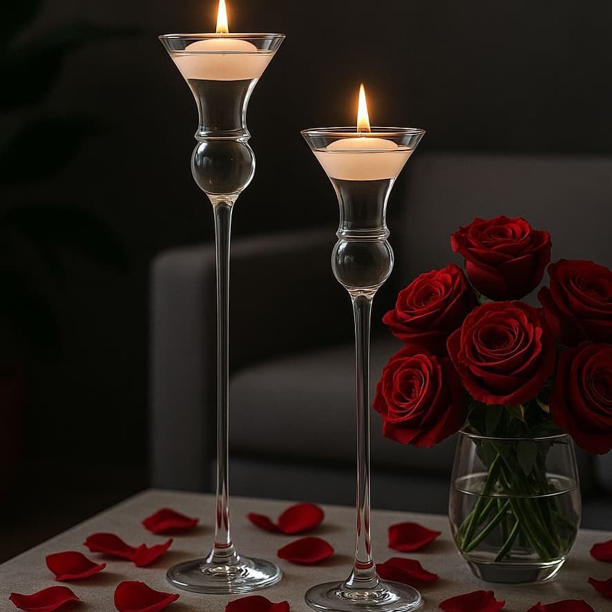 Castiçal Alto De Vidro Para Velas