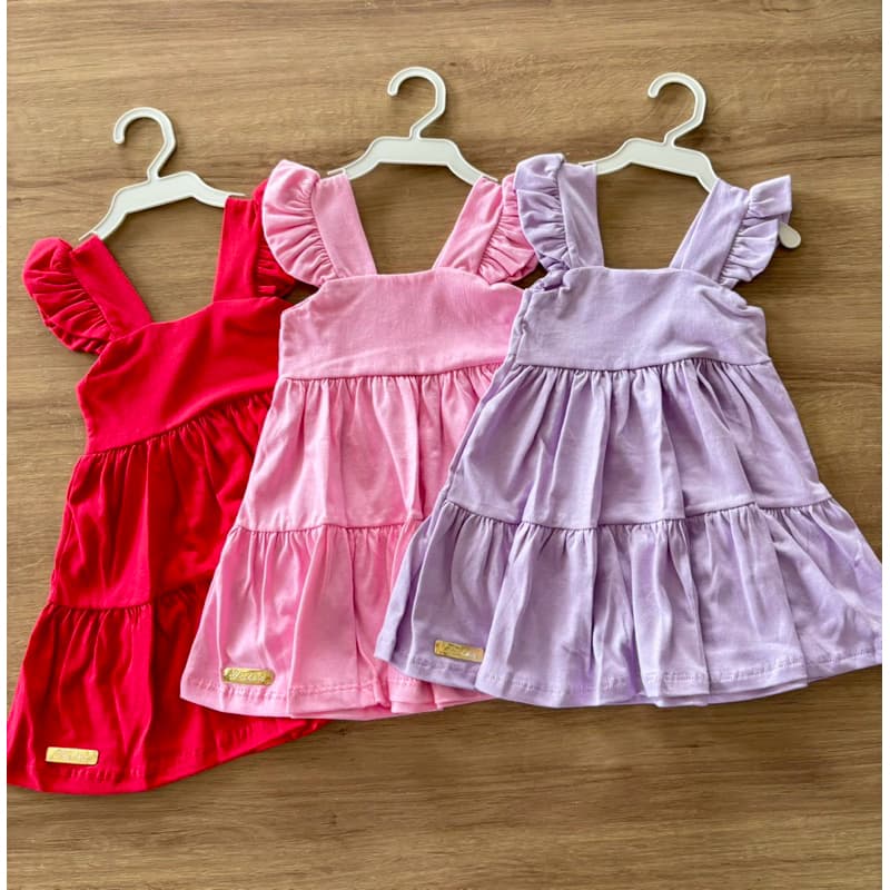 Roupa de Bebê Menina Kit com 3 vestidos 6 - 12 meses Cores Sortidas