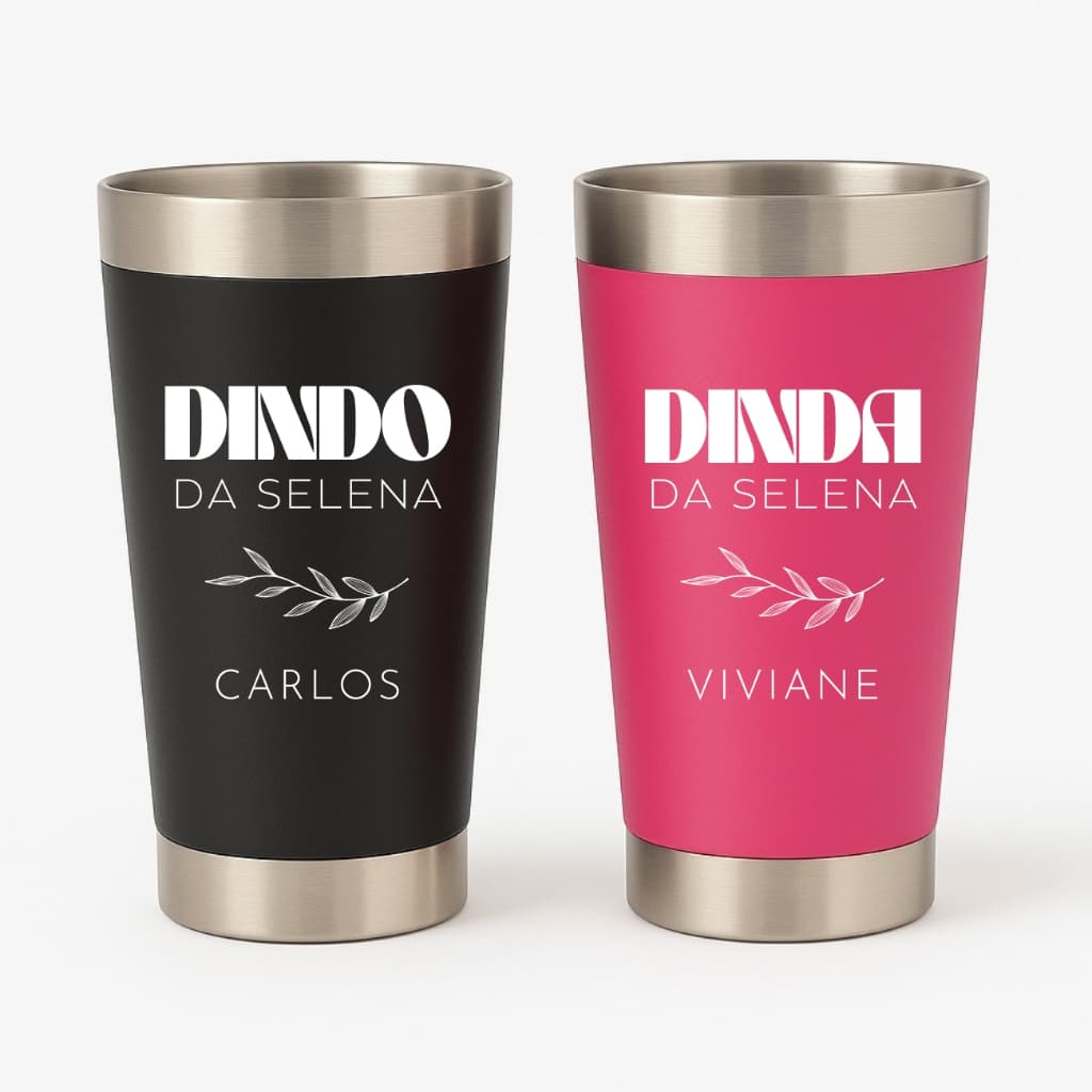 Copo Térmico Kit 2 Personalizado Dindo & Dinda Um Brinde Inesquecível com Gravação a Laser