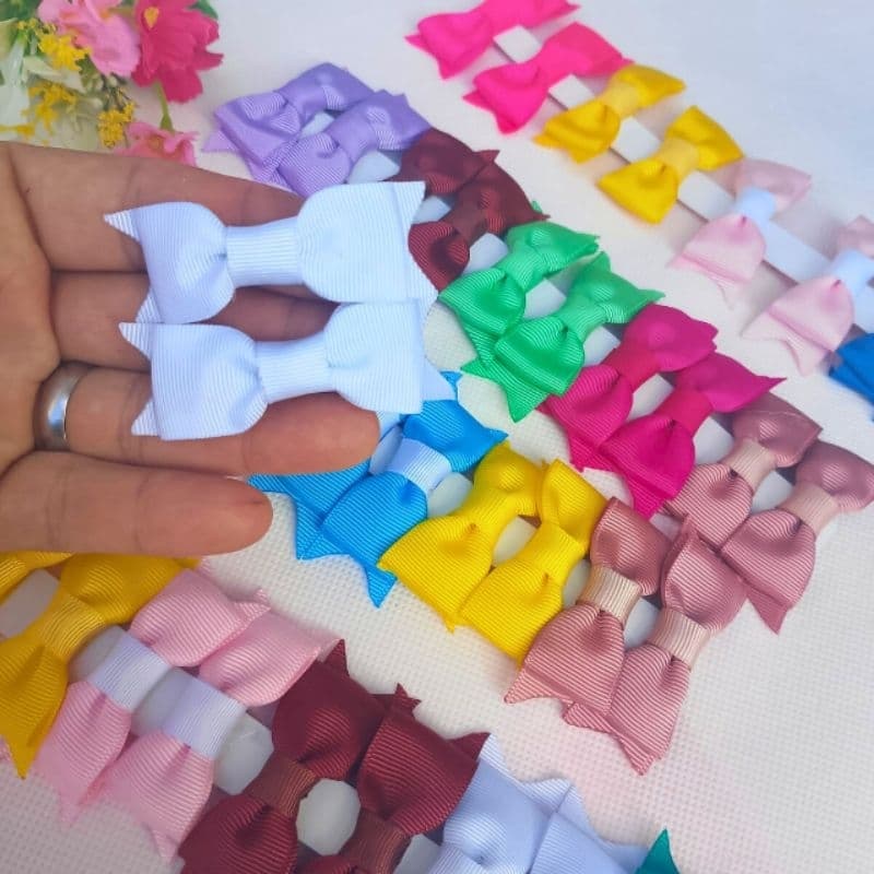 kit de 10 laços para bebe e crianças/cores sortidas/na bico de pato 3,5 cm