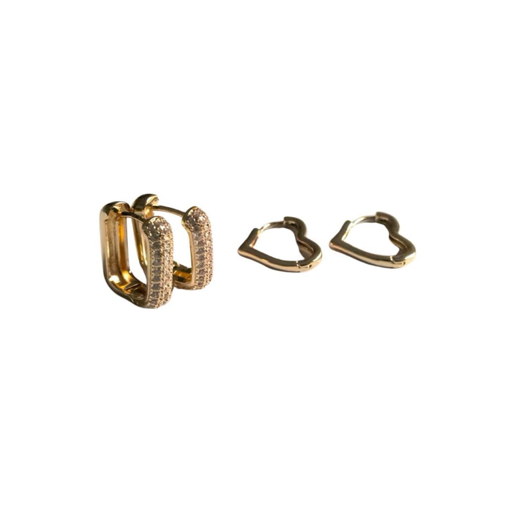 Brinco Argola Quadrada - Mais Argola de Coração (Kit)