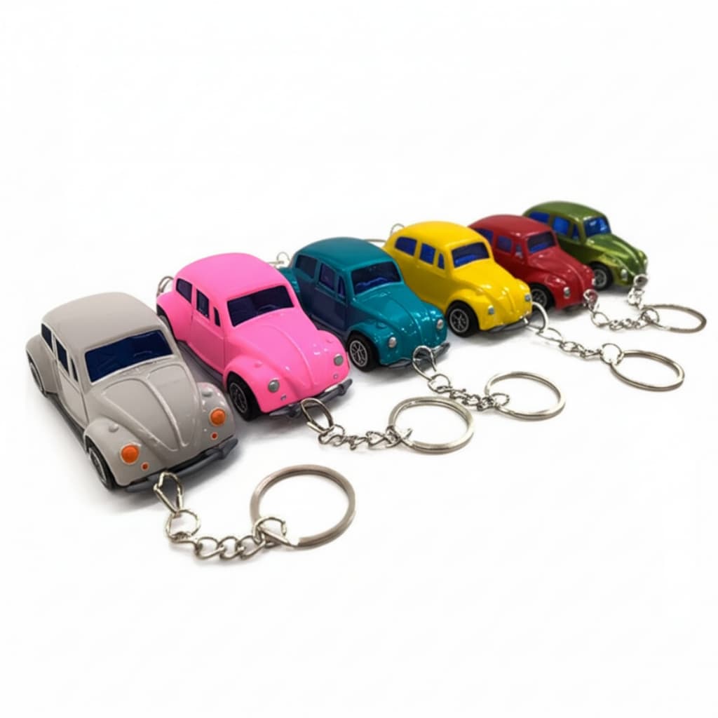 Carrinho Miniatura Chaveiro Fusca Volsk Retrô com Fricção Colecionável