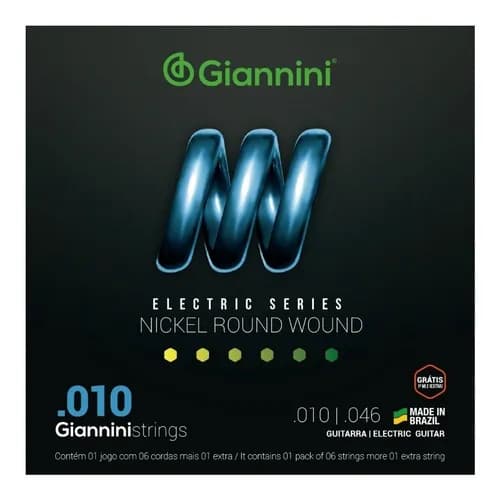 Encordoamento Guitarra Giannini 010 + 1º Mi Extra GEEGST10