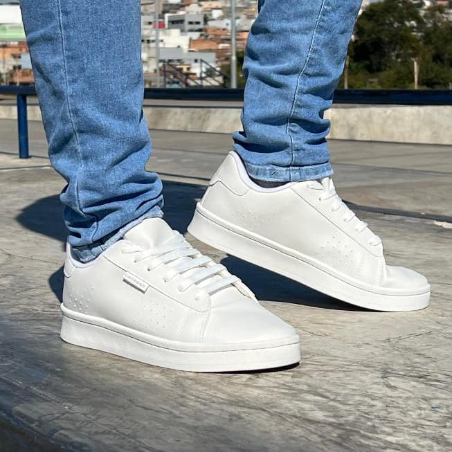 Sapato Branco Masculino social Casual confortavel couro sintetico macio e leve