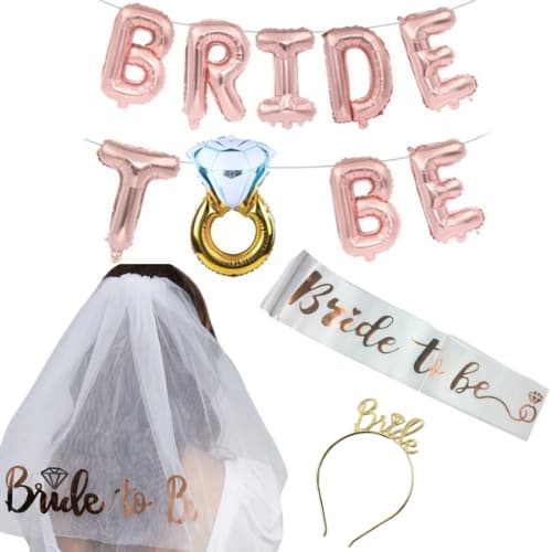 Kit Despedida de Solteira Faixa Bride To Be Tiara Bride Véu Noiva Bride To Be Balão Bride Variedade de Kits!