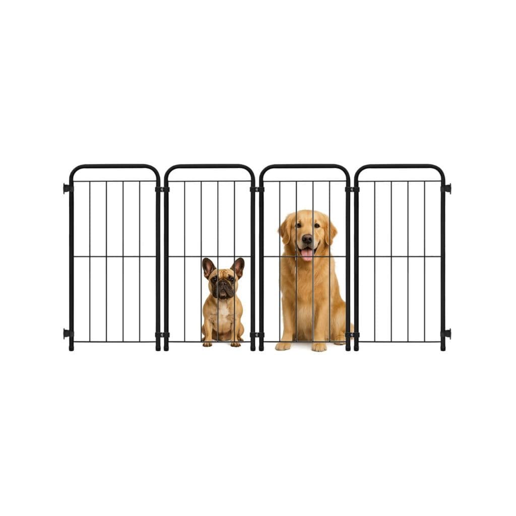 Cercado Pet Dobrável em Aço 98cm x 150cm 4 Módulos Grade de Segurança Para Cachorro