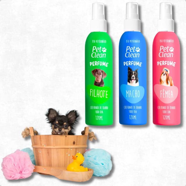 Perfume Colônia  para Cães e Gatos Pet Clean - 120 ml , Cheiro de Pet Shop , Spray Perfumado Pet