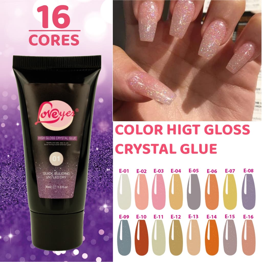 Bisnaga Gel Love Yes Molde F1 Unha Express Gel Led Uv Alongamento Unhas 30ml Coleção E
