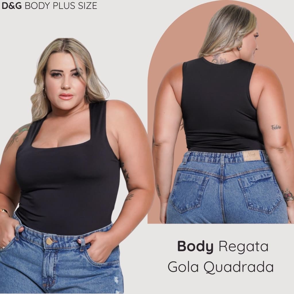 Body Feminino Plus Size Modelador Regata Gola Quadrada