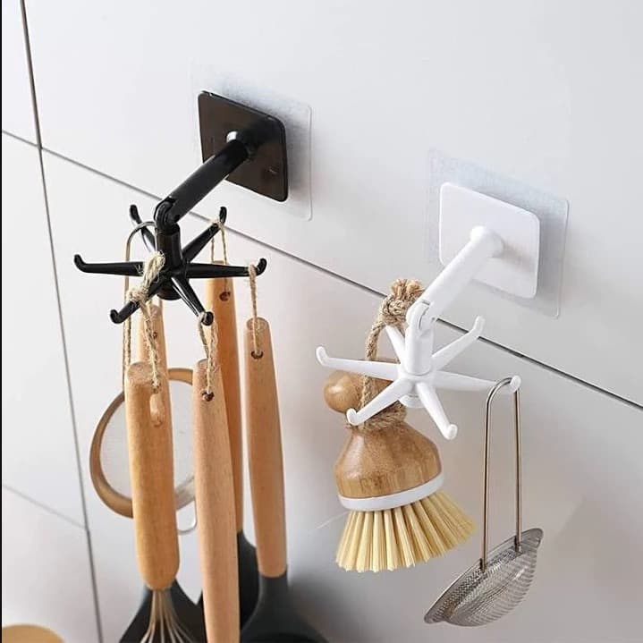 Gancho De Garra Multi-Funcional 360 ° Suporte Giratório Para Armazenagem De Cozinha Com Cabide Dobrável