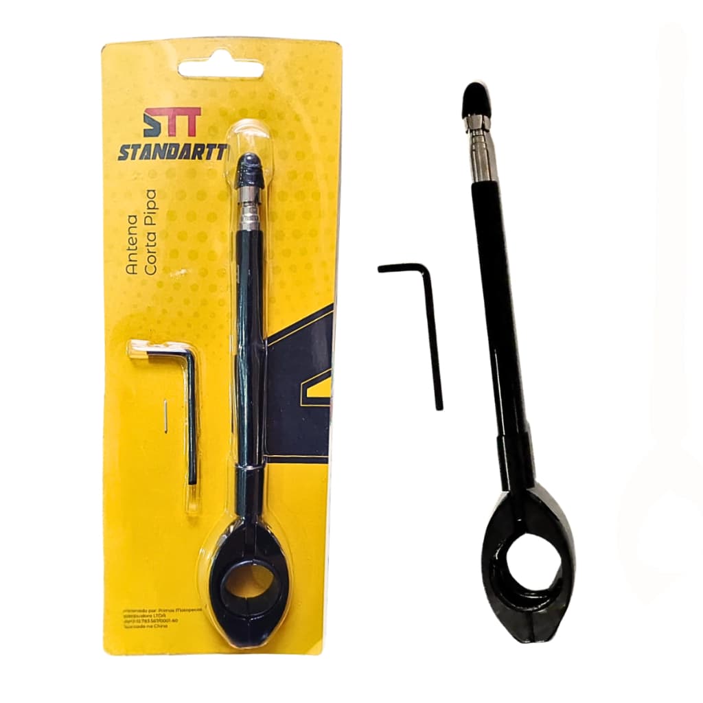 ANTENA CORTA PIPA RETRATIL 7 ESTAGIOS PRETA AÇO INOX STANDARTT