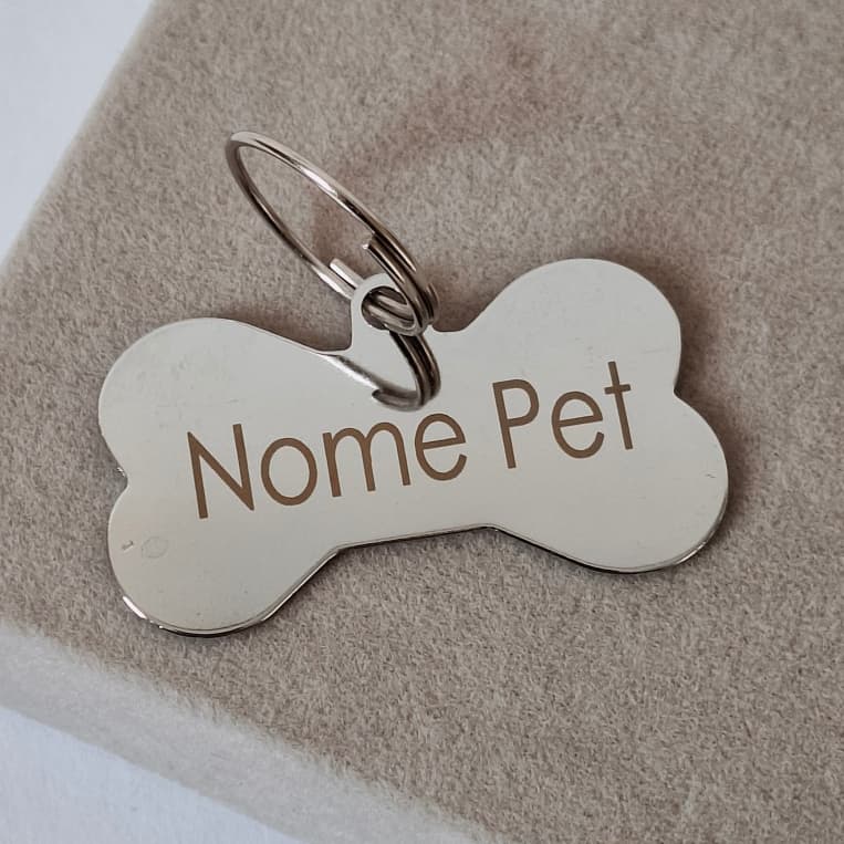 Plaquinha de Identificação Pet Pingente Personalizado Cachorro Gato Com telefone Tutor