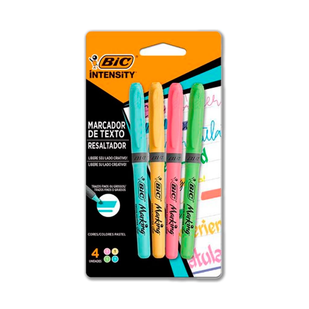 Caneta Marca Texto Bic Pastel com 4 Cores Marking Original Lacrado