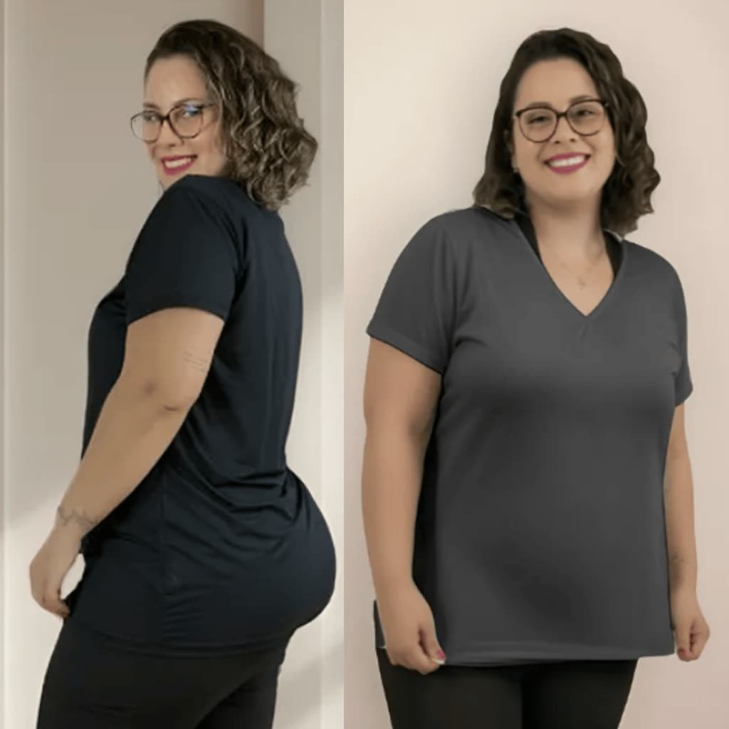 Kit 2 Blusas Feminina Plus Size Tapa Bumbum Gola V em Dry Fit Roupa Academia Treino Caminhada Curve