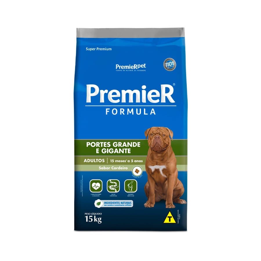 Ração Premier Formula Cães Adultos Porte Grande e Gigante sabor Cordeiro 15KG