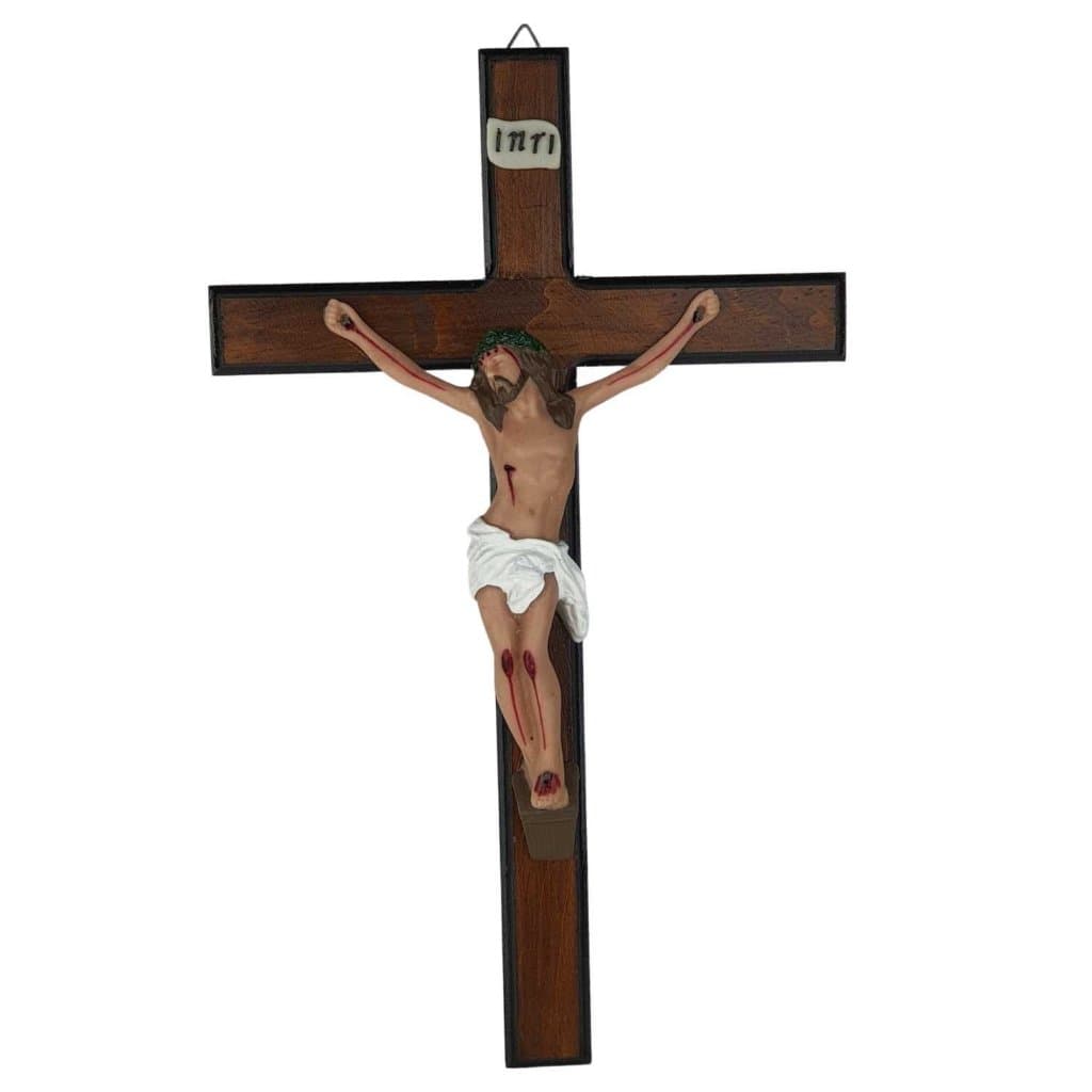Crucifixo De Parede Em Resina E Madeira Jesus Cristo 28cm 38cm 49cm