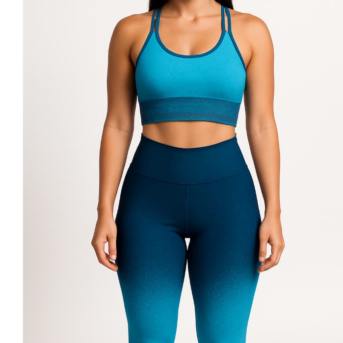 Conjunto Degradê Academia Fitness Legging Cintura Alta