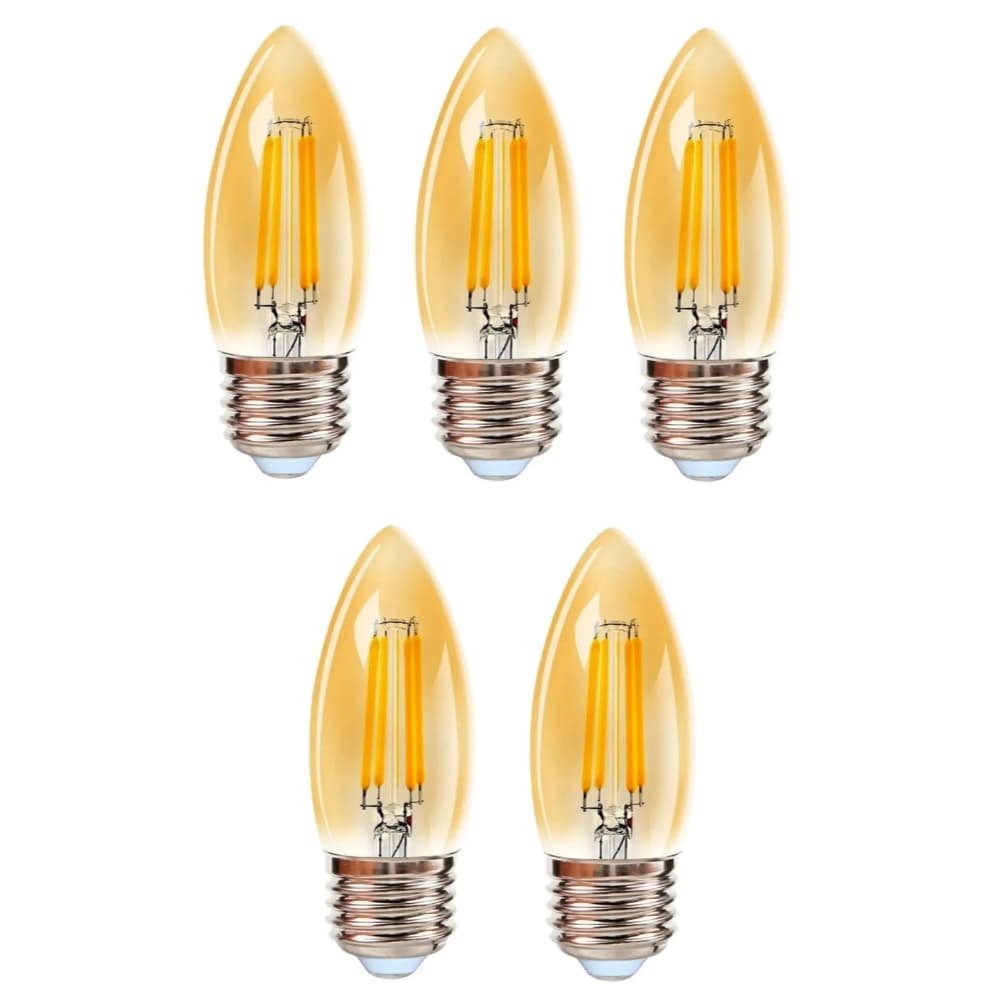 Kit 5x Lâmpada Filamento LED Vela C35 E27 4W Bivolt Branco Quente ou Branco Frio