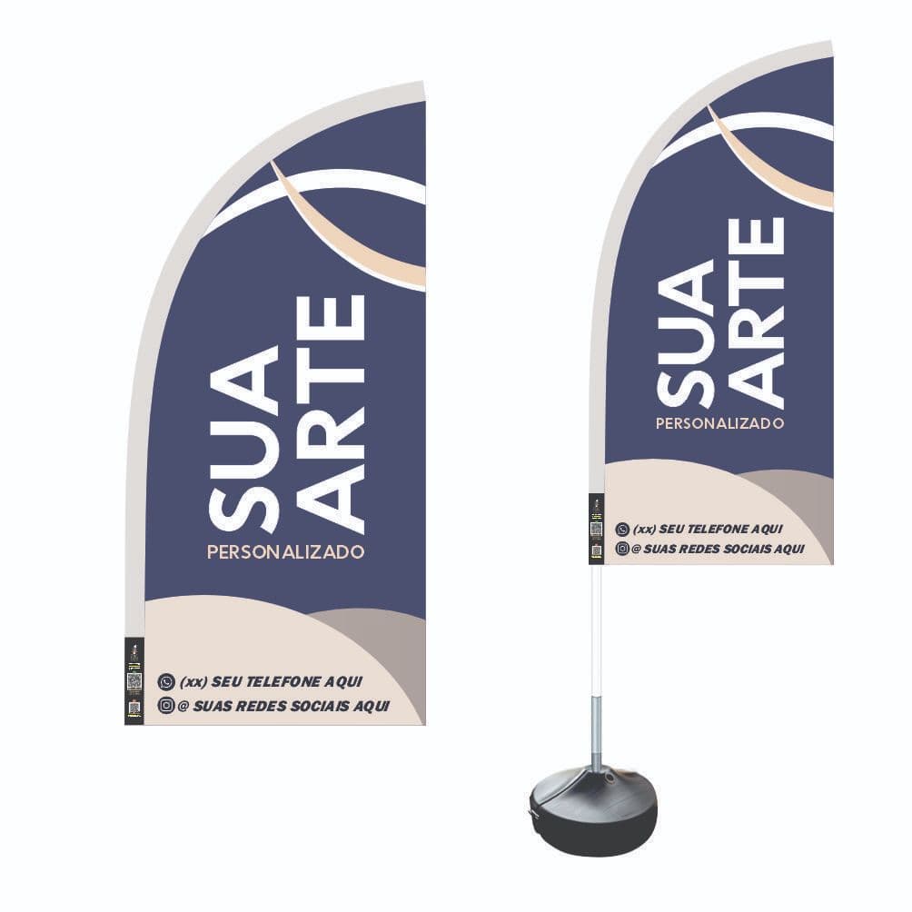 Wind Banner Dupla Face 2,0mt Kit Completo Personalizado