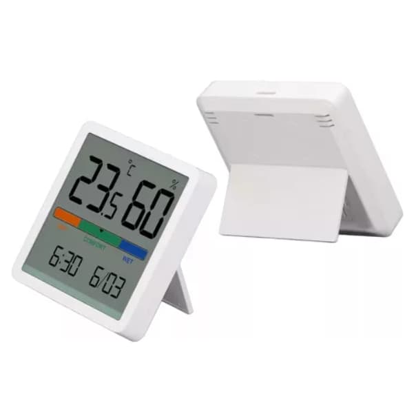 Relógio Digital Medição De Temperatura E Umidade De Mesa Com Alarme
