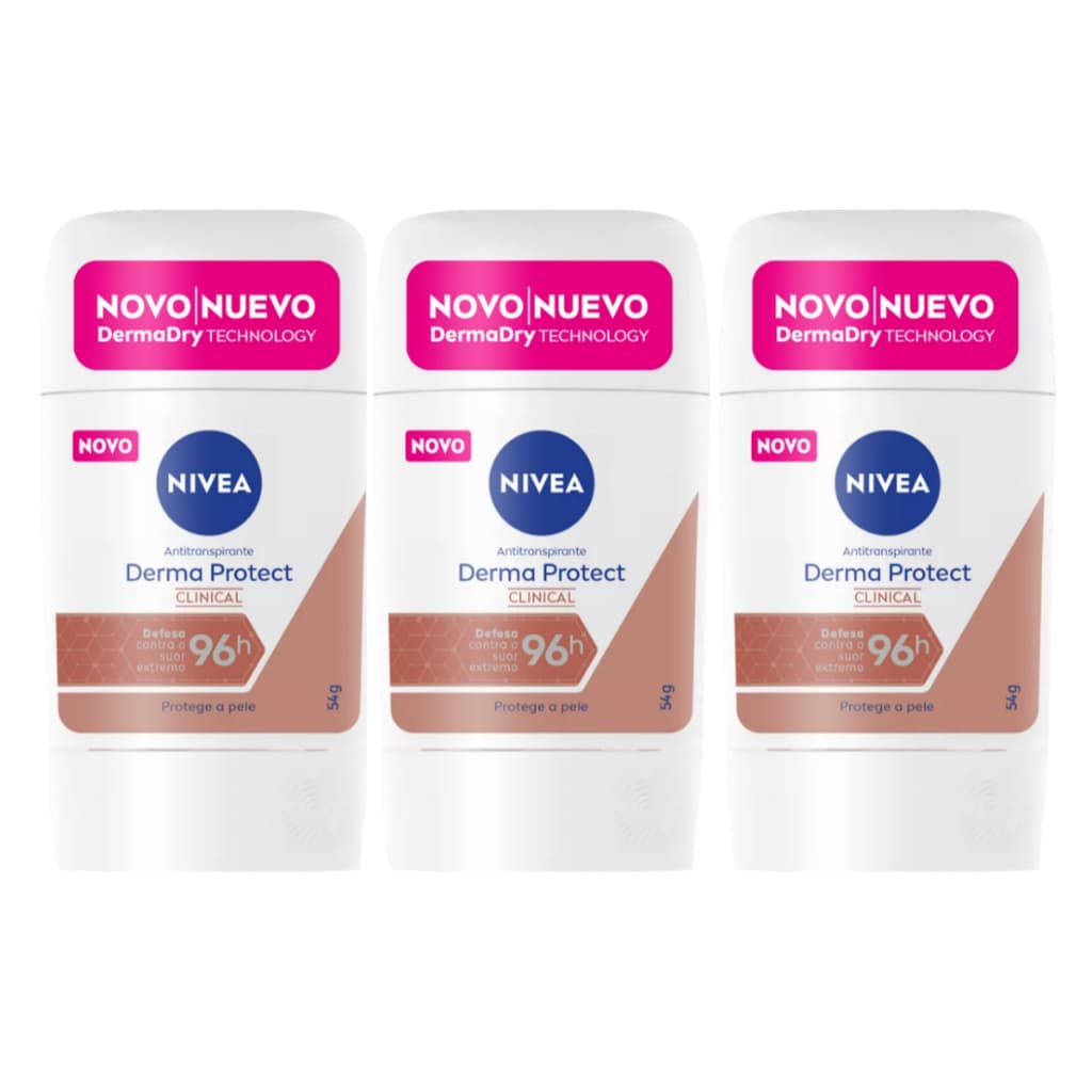 Kit c/ 3 Desodorante Nivea Clinical Feminino Derma Protect 54g