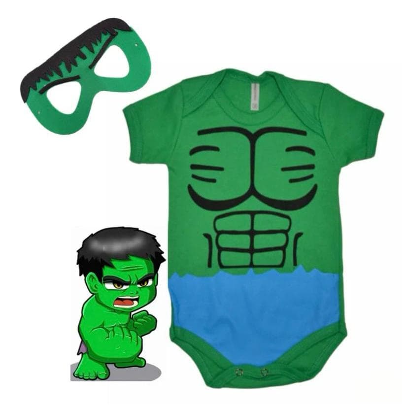 Body Bebê Temático Hulk + Mascara Mesversario
