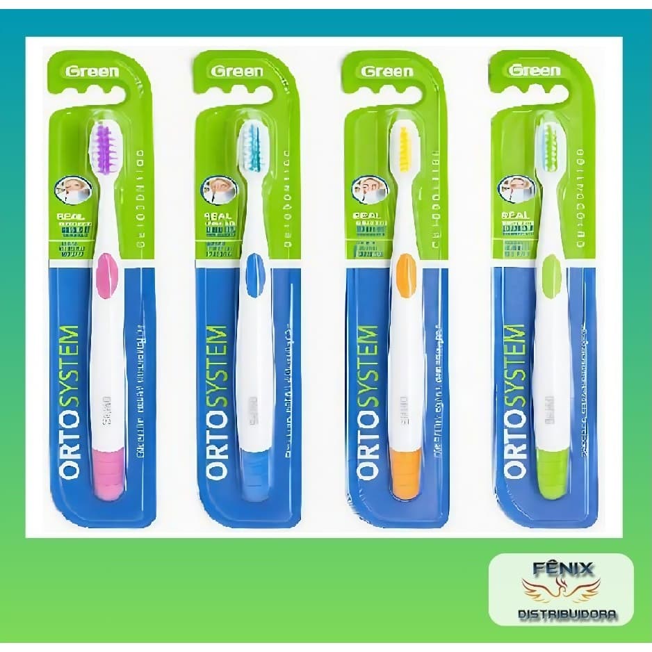 ESCOVA DENTAL ORTODÔNTICA LINHA PROFISSIONAL ORTO SYSTEM - ORIGINAL GREEN