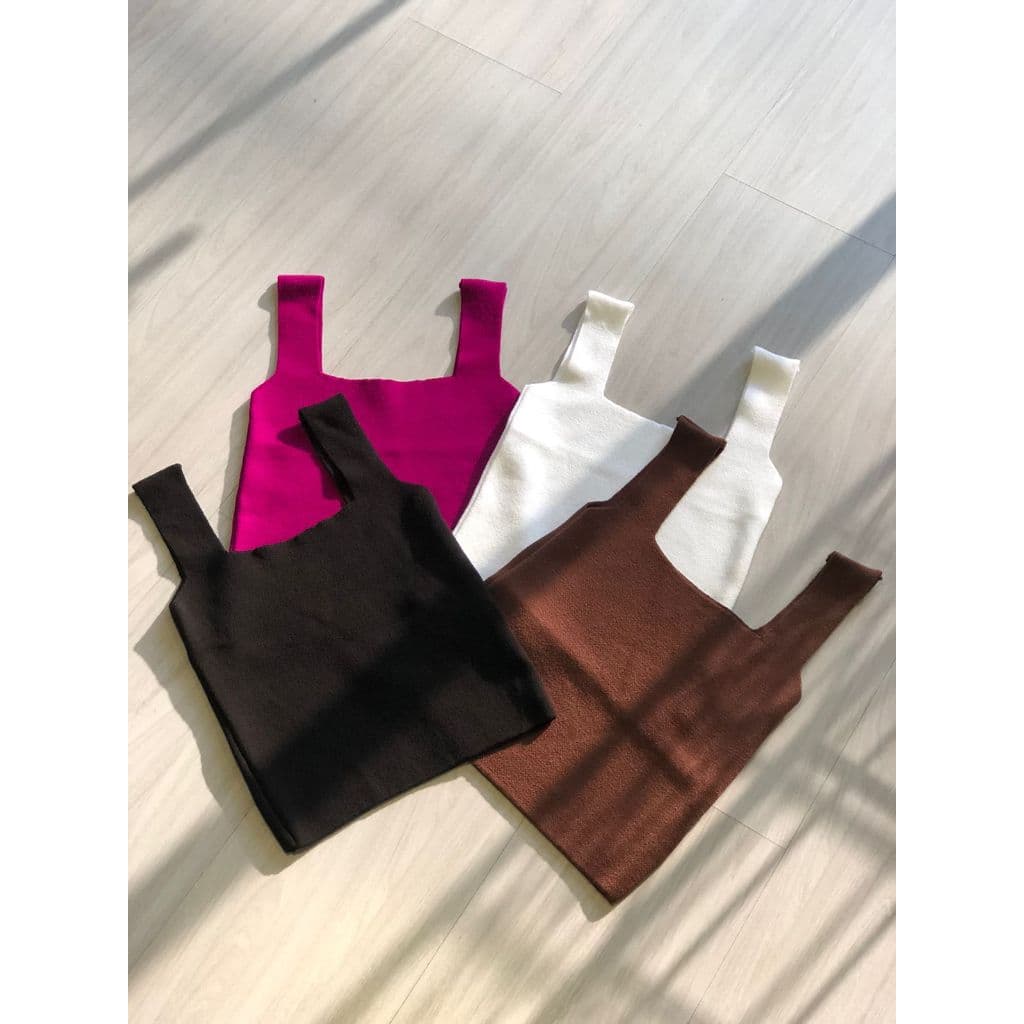 Kit 2 Cropped Tricot Modal Feminino Regata Tricô- Blusinha