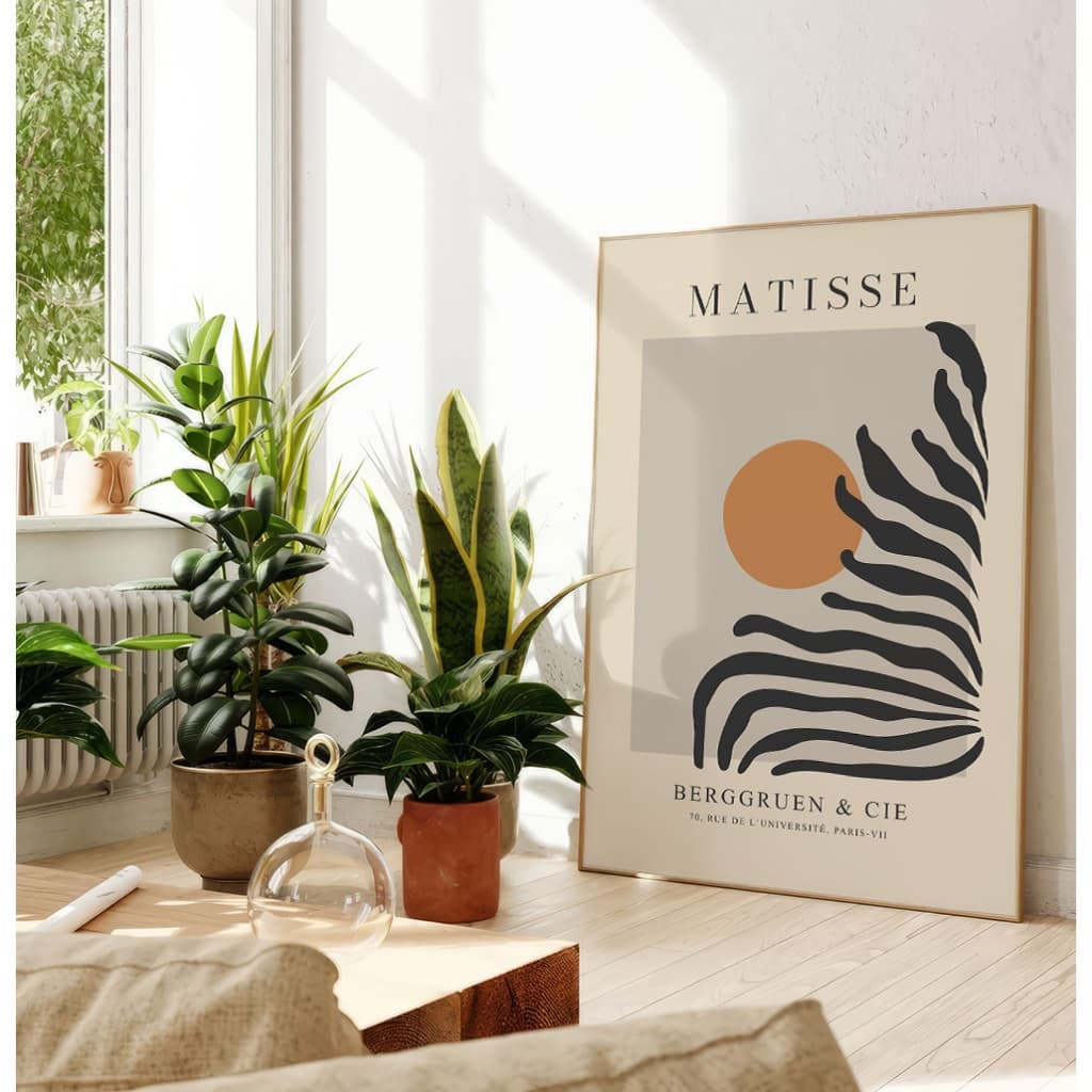Quadro Moderno Abstrato Grande Quadro Decorativo Sala Quadro Com Moldura Vidro Matisse Sol Deserto