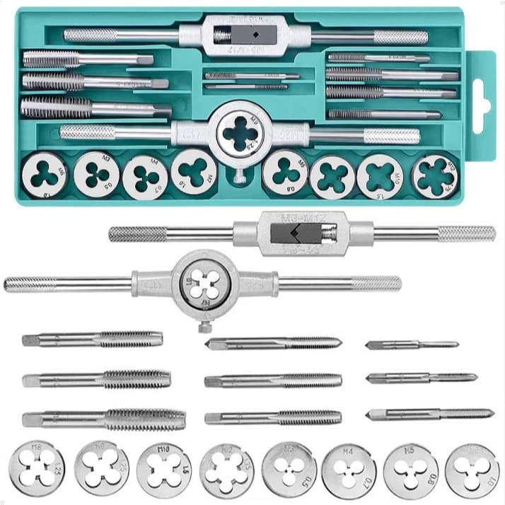 Kit Macho e Tarraxa 20 Peças Aço com Maleta para Madeira PVC Alumínio