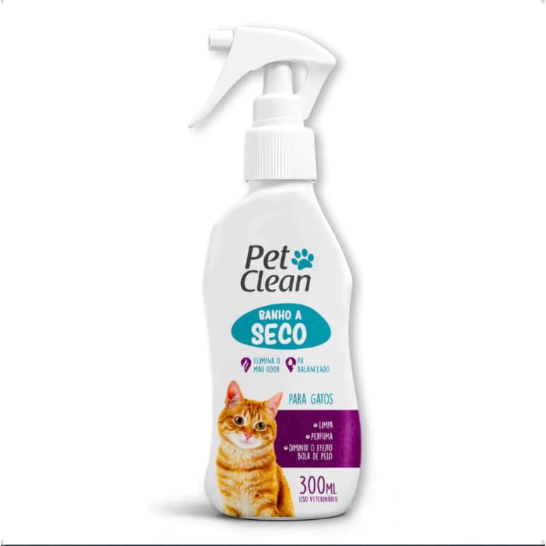 Banho a Seco Para Gatos Spray Liquido 300ml Pet Clean