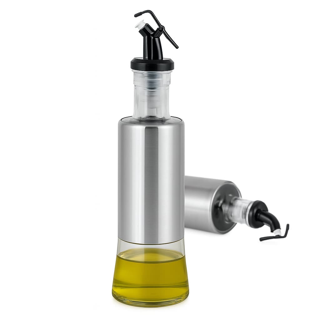 Azeiteiro / Vinagreiro Inox 200 mL c/ Bico Dosador Antigoteira | Dispenser p/ Azeite, Shoyu, Molhos
