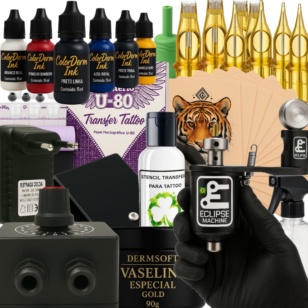 Kit Tatuagem Completo Profissional C/máquina Rotativa Agulha