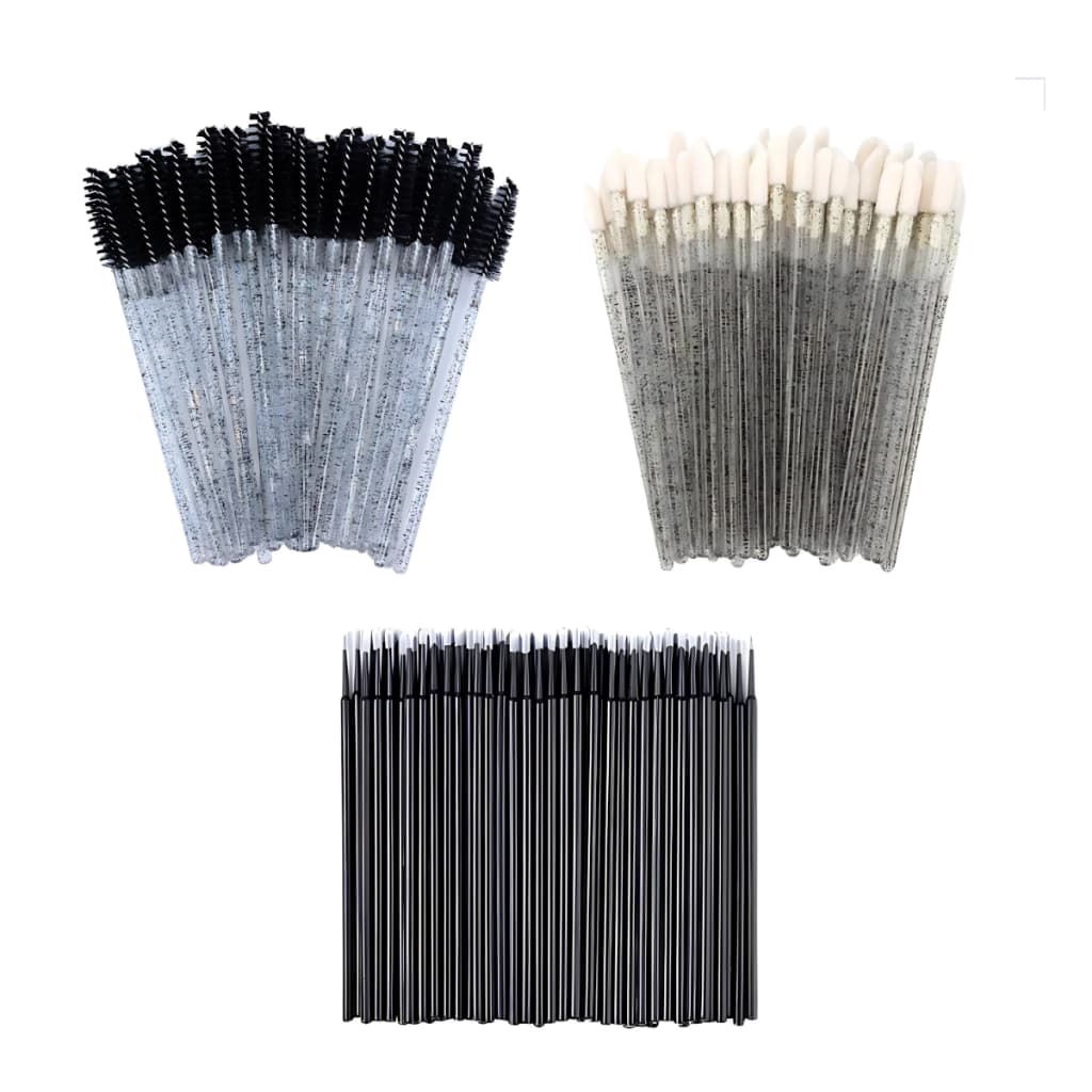 Kit Lash Lifting Escovinha Microbrush Lip Gloss Preto Cílios e Sobrancelhas