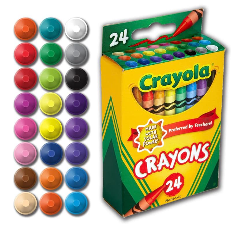 Crayola  Giz de Cera Crayons 24 Cores | Não Tóxico | Infantil Escolar Criativo – Arte e Pintura