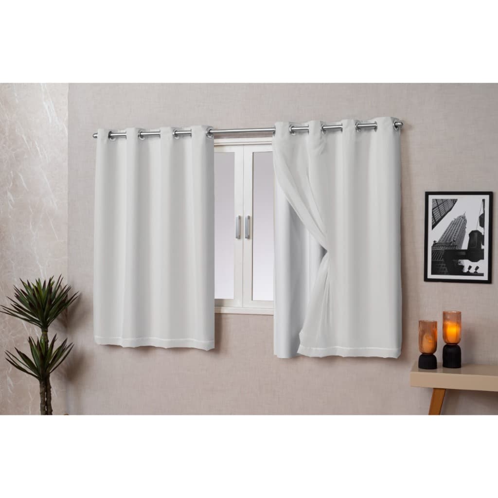 Cortina Blackout PVC com Voil 2,80x1,60 voal liso branco ilhos/varão