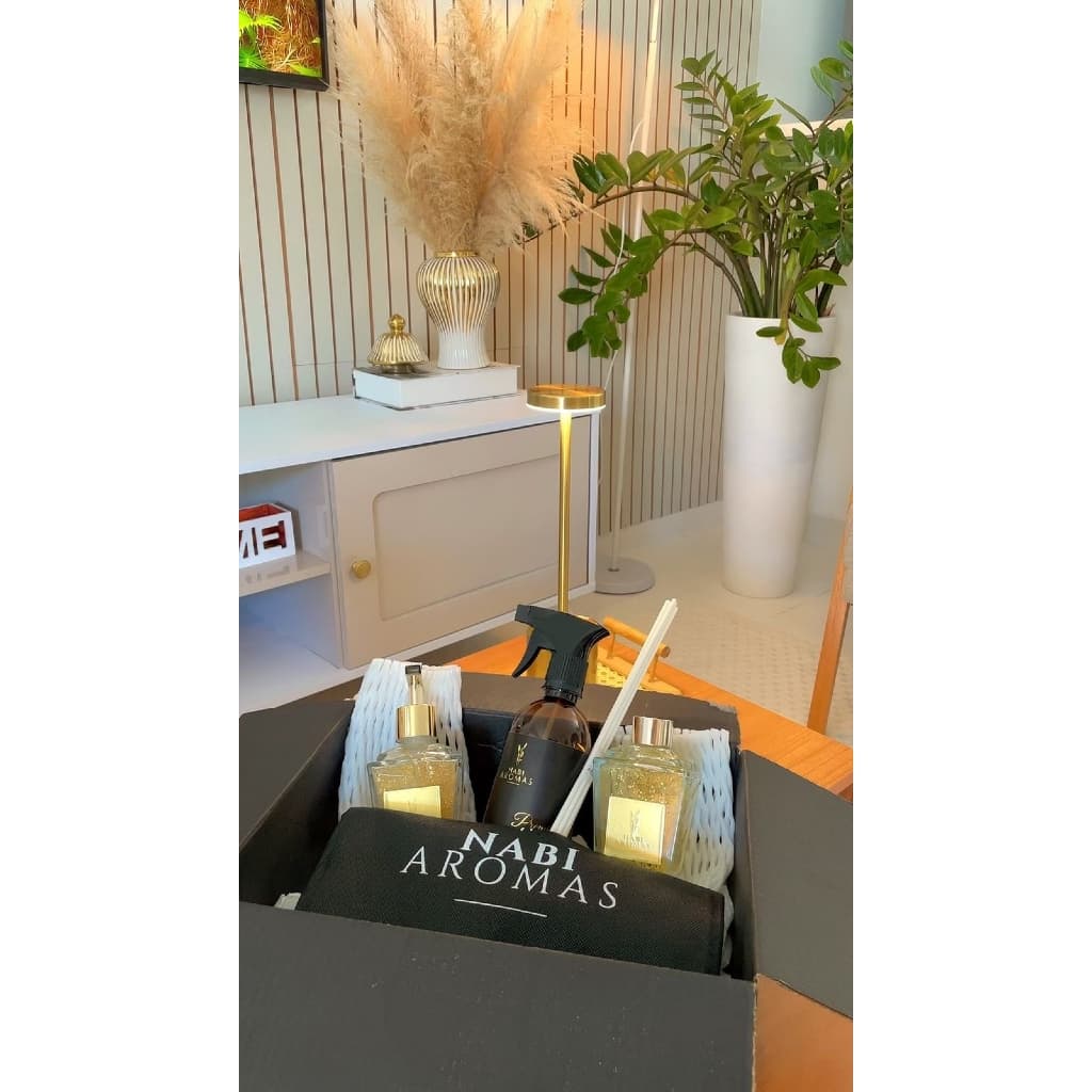 Perfume para Ambiente Kit Premium - 1 Home Spray 500ml 1 Difusor de Varetas 250ml 1 Sabonete Liquido - Essências Premium